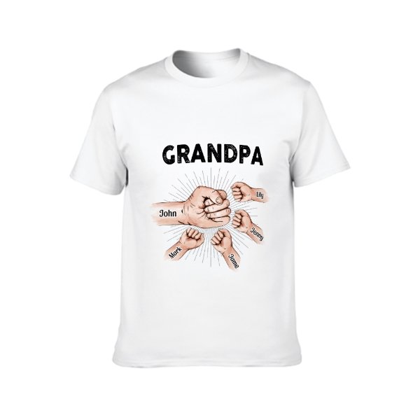 Grandpa Papa & Kids Fist Bump - Gift For Dad, Grandpa - Personalized Unisex T-shirt - lovscape