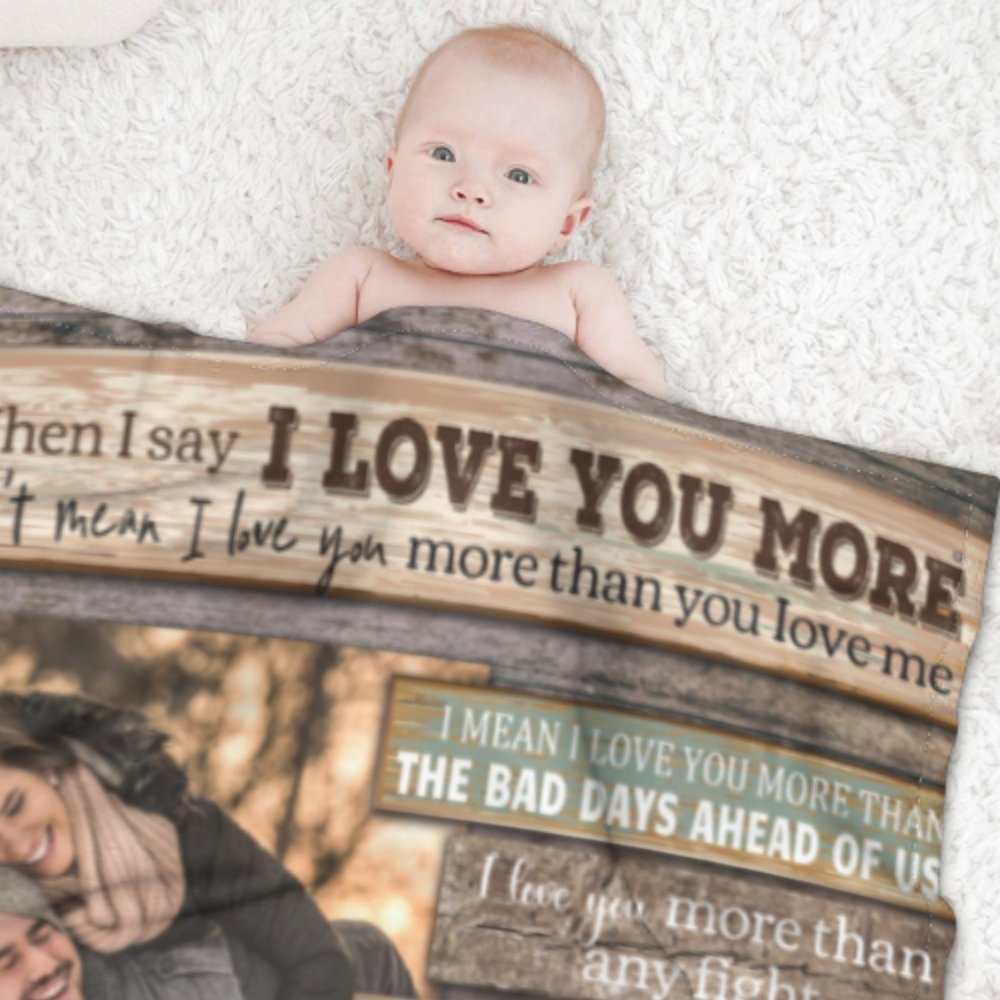 I Love You More Than Anything - Upload Image, Gift For Couples - Personalized Blanket - Lovscape