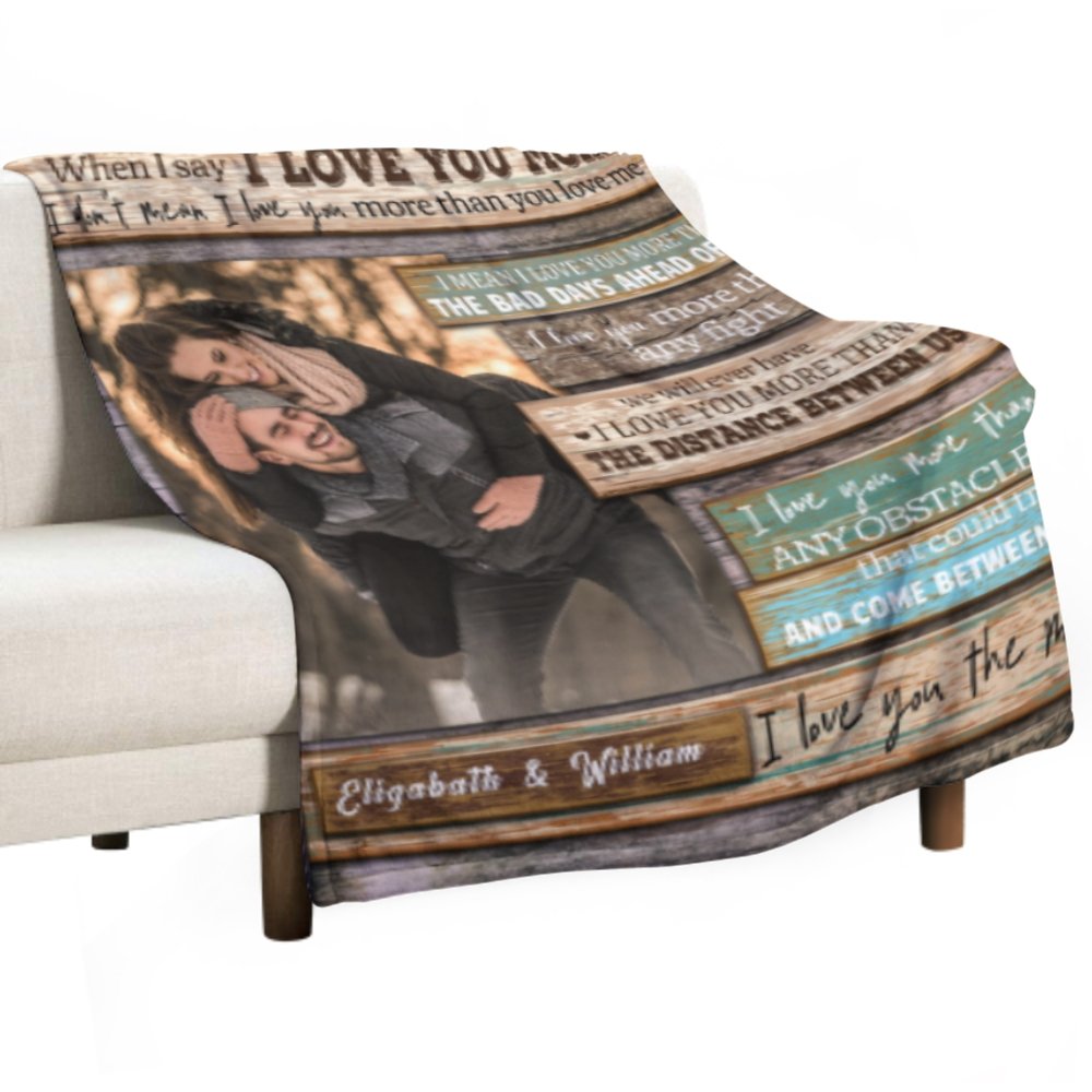 I Love You More Than Anything - Upload Image, Gift For Couples - Personalized Blanket - Lovscape