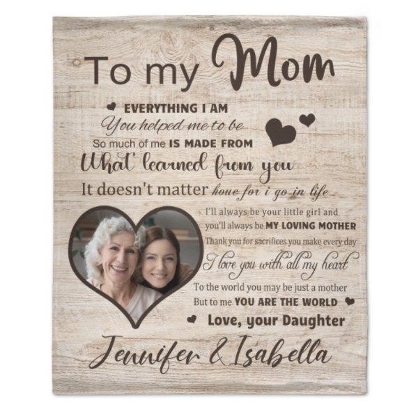 I Love You With All My Heart - Upload Image, Gift For Mom, Personalized Blanket - Lovscape