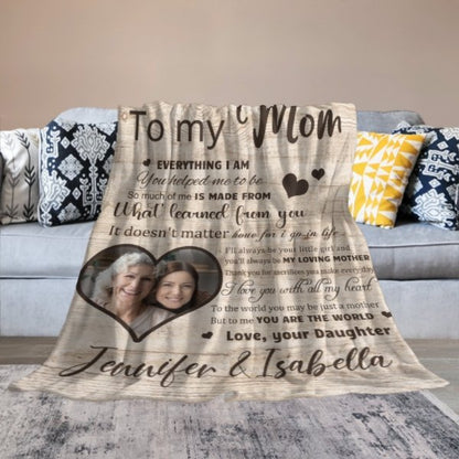 I Love You With All My Heart - Upload Image, Gift For Mom, Personalized Blanket - Lovscape