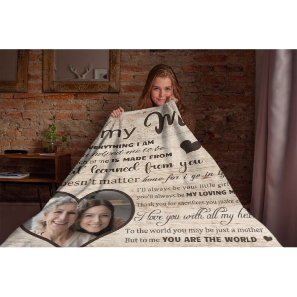 I Love You With All My Heart - Upload Image, Gift For Mom, Personalized Blanket - Lovscape