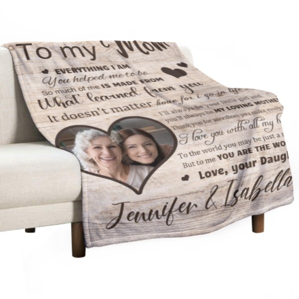 I Love You With All My Heart - Upload Image, Gift For Mom, Personalized Blanket - Lovscape