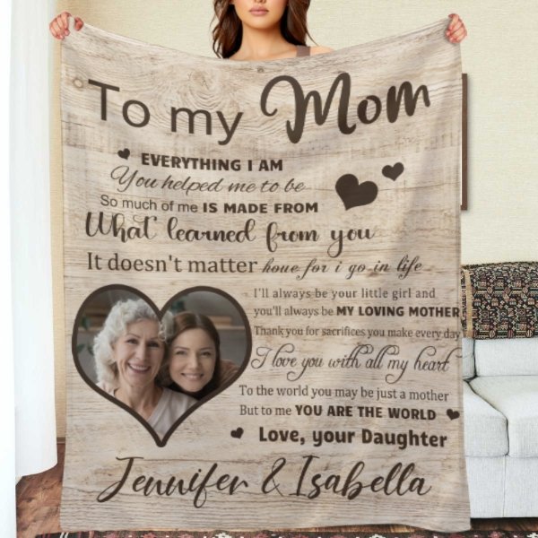 I Love You With All My Heart - Upload Image, Gift For Mom, Personalized Blanket - Lovscape