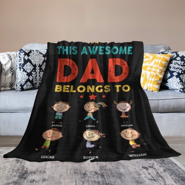 Life Is Better With My Kids - Gift For Dads - Personalized Blanket - Lovscape