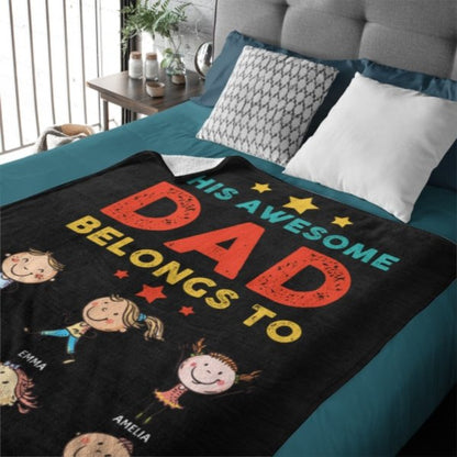 Life Is Better With My Kids - Gift For Dads - Personalized Blanket - Lovscape