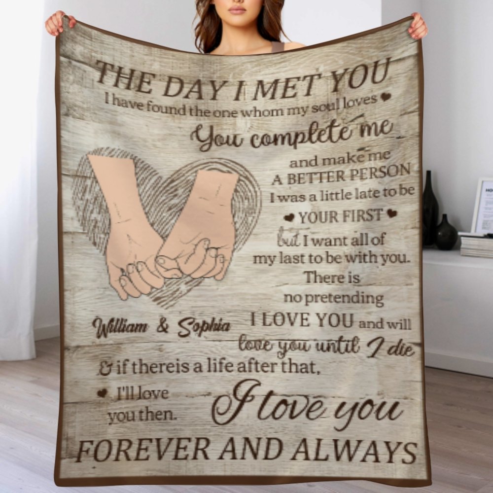Love You Forever And Always - Gift For Couples, Husband Wife, Personalized Horizontal Blanket