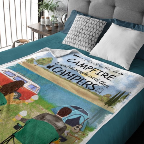 Making Memories One Campsite At A Time - Husband & Wife - Gift For Camping Couples, Personalized Blanket - Lovscape