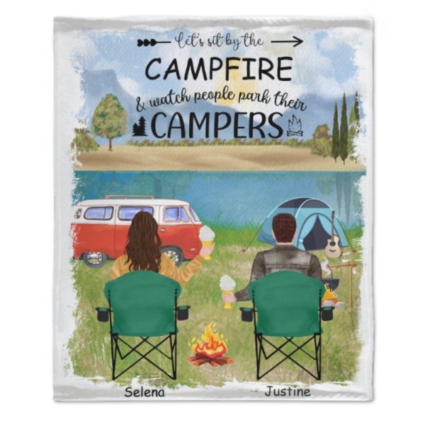 Making Memories One Campsite At A Time - Husband & Wife - Gift For Camping Couples, Personalized Blanket