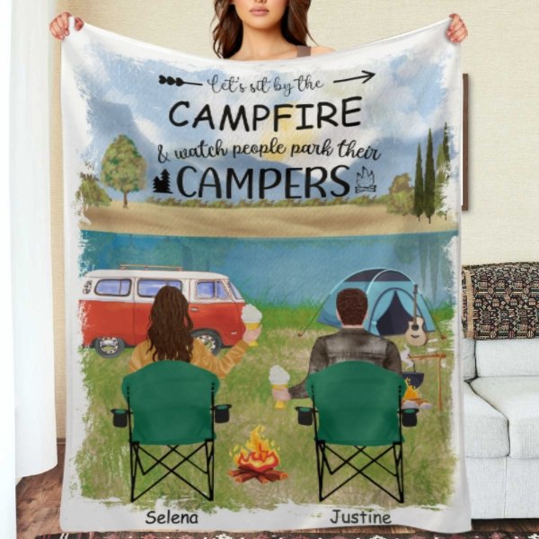 Making Memories One Campsite At A Time - Husband & Wife - Gift For Camping Couples, Personalized Blanket
