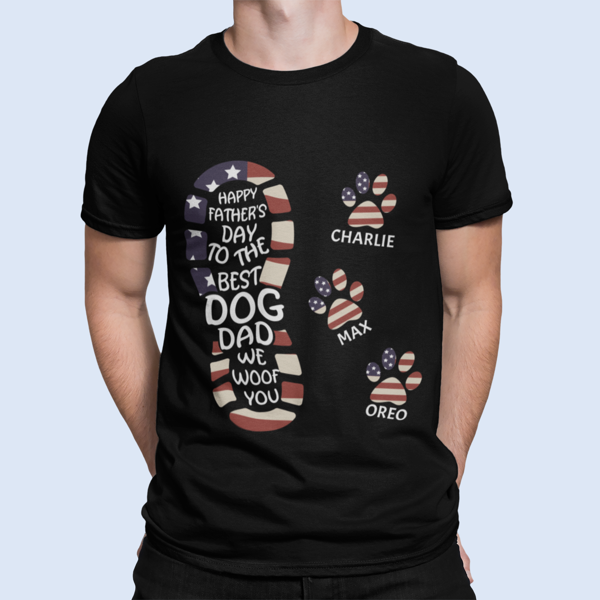 Happy Father's Day To The Best Dog Dad Paw Print - Gift for Dad, Personalized Unisex T-Shirt