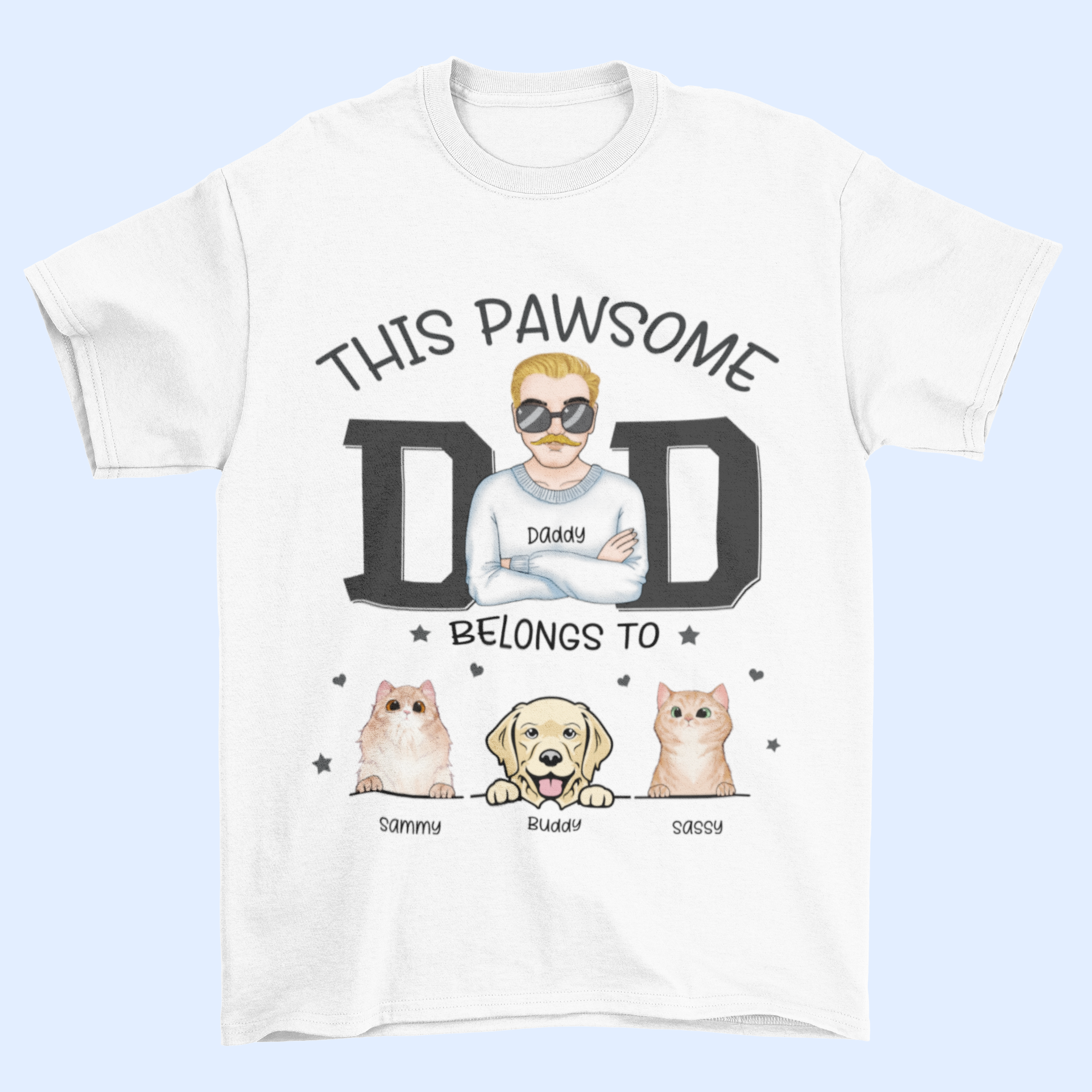 Fur Babies Rule The World - T-shirt unisexe personnalisé pour chien et chat - Fête des pères, cadeau pour les propriétaires d'animaux, les amoureux des animaux