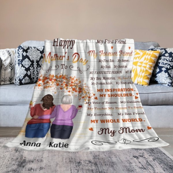 My Everything My Best Friend My Whole World My Mom - Gift For Mother's Day, Personalized Blanket - Lovscape