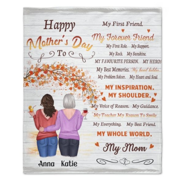 My Everything My Best Friend My Whole World My Mom - Gift For Mother's Day, Personalized Blanket - Lovscape