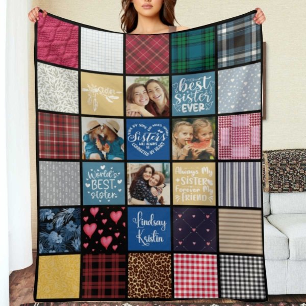 Name Custom Personalized Photo Blanket - Sister Birthday Gifts - Gifts for Sister - Lovscape