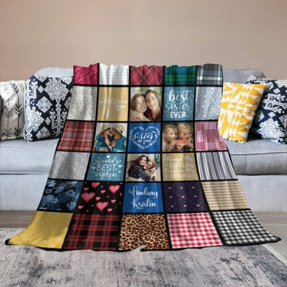 Name Custom Personalized Photo Blanket - Sister Birthday Gifts - Gifts for Sister - Lovscape