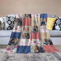 Patchwork Best Mom Grandma Memories Photo Blanket - Lovscape