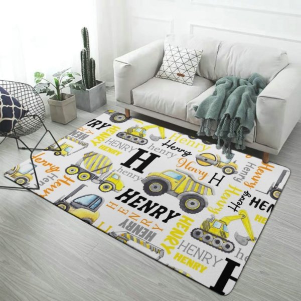 Tapis décoratif personnalisé de construction de nom - cadeau pour l'anniversaire de bébé