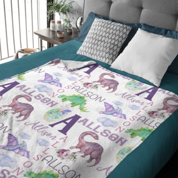 Personalized Name Dinosaur Blanket - Gifts for Kids - Lovscape