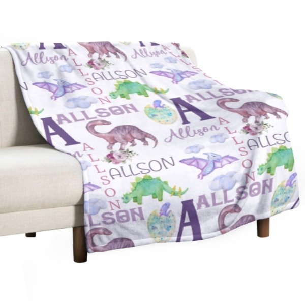 Personalized Name Dinosaur Blanket - Gifts for Kids - Lovscape