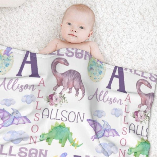 Personalized Name Dinosaur Blanket - Gifts for Kids - Lovscape