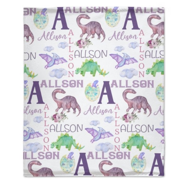 Personalized Name Dinosaur Blanket - Gifts for Kids - Lovscape