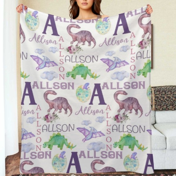 Personalized Name Dinosaur Blanket - Gifts for Kids - Lovscape