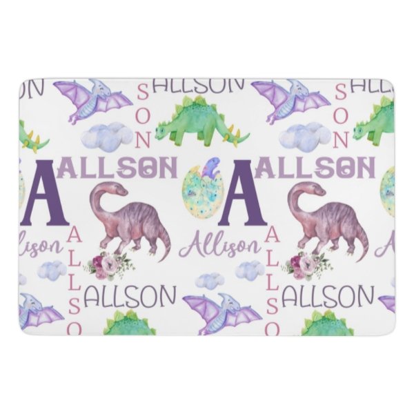 Tapis Décoratif Dinosaure avec Nom Personnalisé - Cadeaux pour Enfants