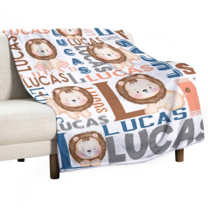 Personalized Name Lion Baby Blanket - Gifts for Kids - Lovscape