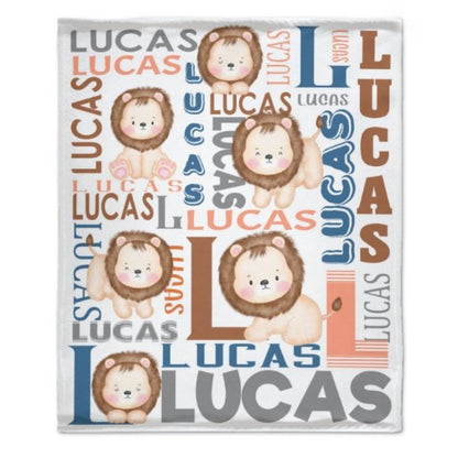 Personalized Name Lion Baby Blanket - Gifts for Kids - Lovscape