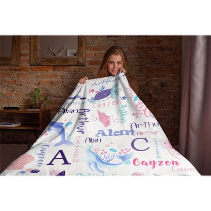 Personalized Sea Animal Blanket - Baby Birthday Gift - Lovscape