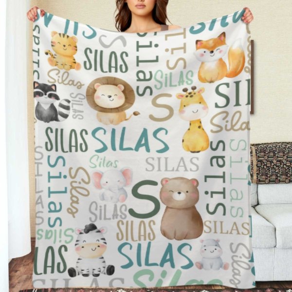 Personalized Woodland Animals Baby Blanket - Birthday Gifts for Baby Kids - Lovscape