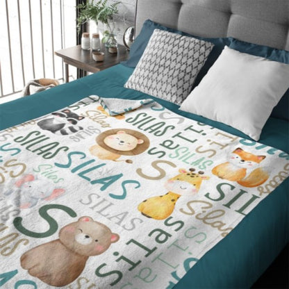 Personalized Woodland Animals Baby Blanket - Birthday Gifts for Baby Kids - Lovscape