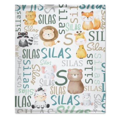 Personalized Woodland Animals Baby Blanket - Birthday Gifts for Baby Kids - Lovscape