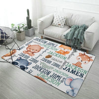 Personalized Woodland Animals Baby Name Decorative Mat - Custom Name Gift - Lovscape