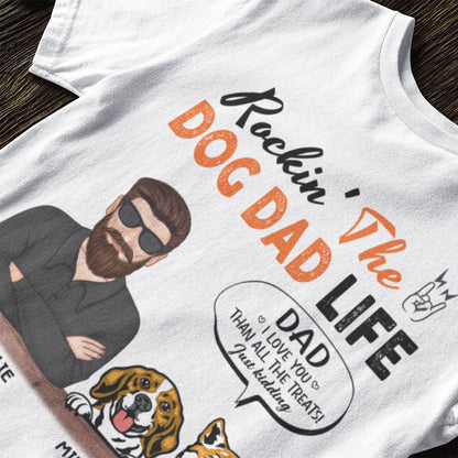 Free Shipping✈️Rockin' The Dog Dad Life - Dog Personalized Custom Unisex T-shirt- Father's Day, Gift For Pet Owners, Pet Lovers