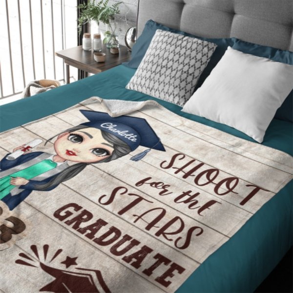 Shoot For The Stars Graduate - Personalized Blanket - Lovscape