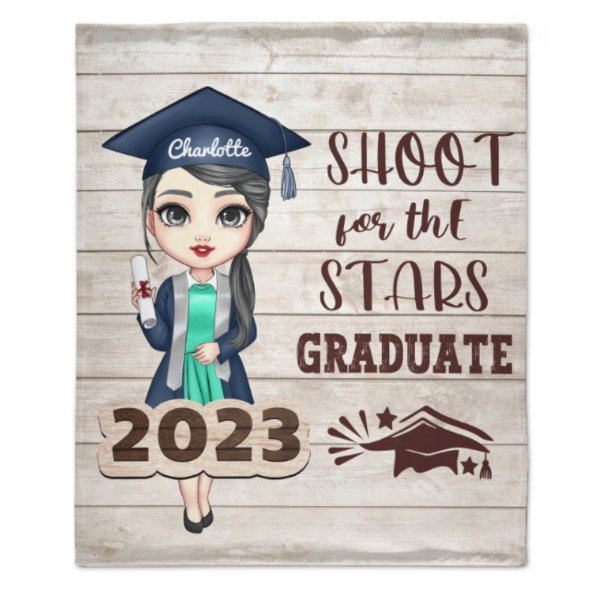 Shoot For The Stars Graduate - Personalized Blanket - Lovscape