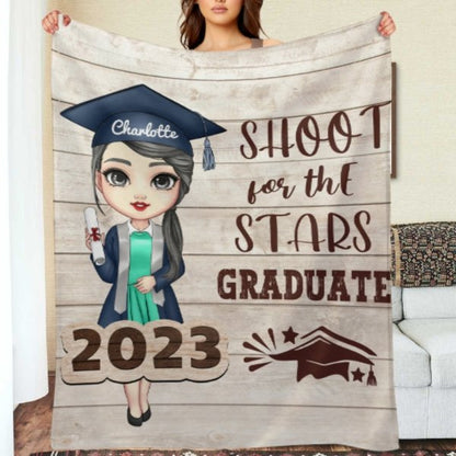 Shoot For The Stars Graduate - Personalized Blanket - Lovscape