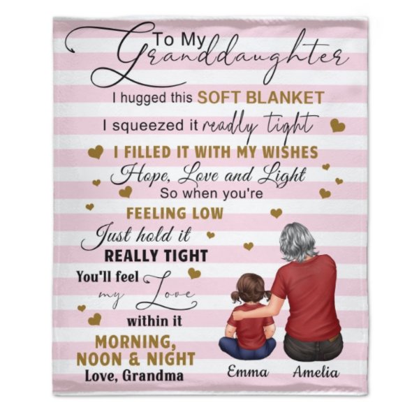 Stripe Pattern To My Granddaughter Grandson Grandchildren Personalized Fleece Blanket - Lovscape