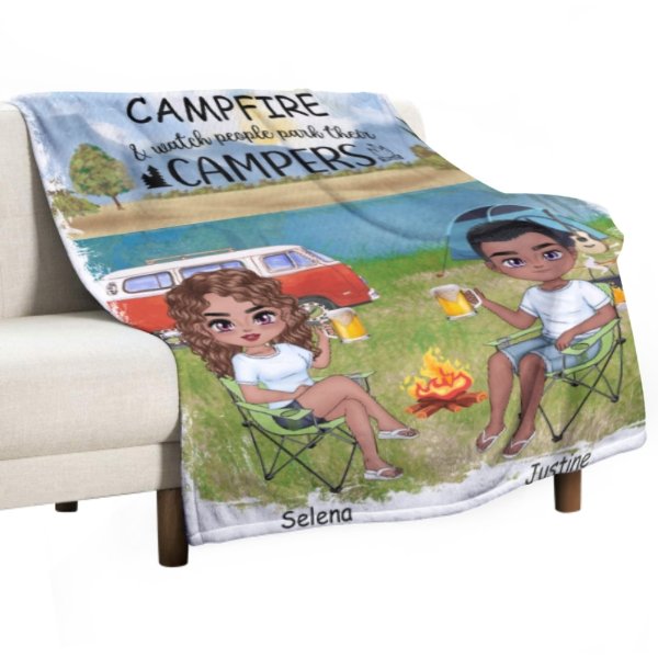 The Best Memories Are Made Camping - Husband & Wife - Gift For Camping Couples, Personalized Blanket - Lovscape