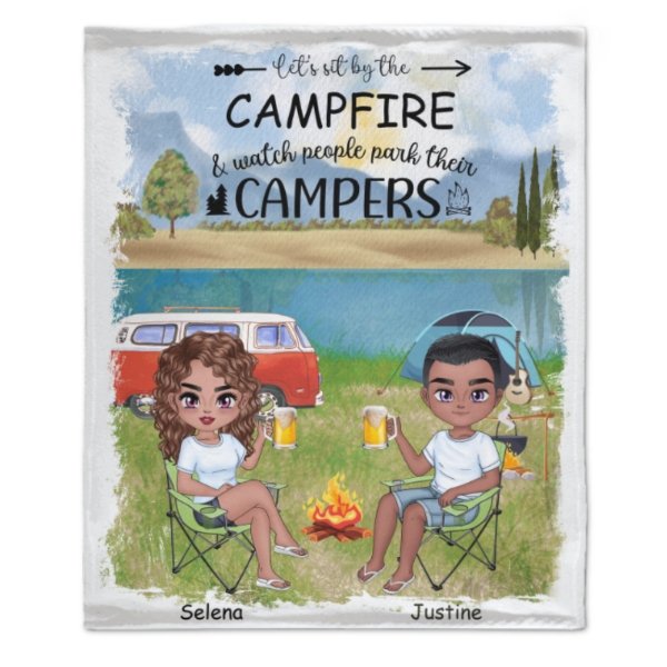 The Best Memories Are Made Camping - Husband & Wife - Gift For Camping Couples, Personalized Blanket