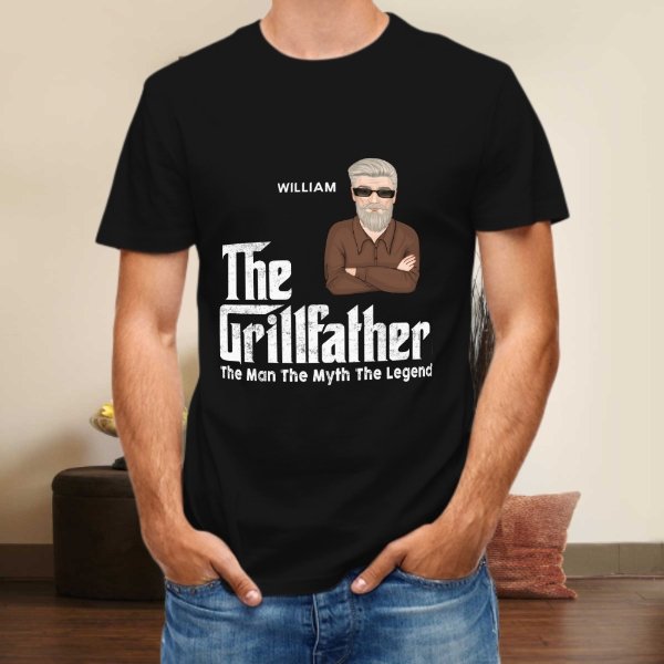 The Grillfather - Gift For Dad - Personalized Unisex T-Shirt - lovscape