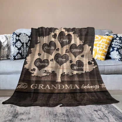 This Grandma Belongs To These Kids - Personalized Blanket - Lovscape