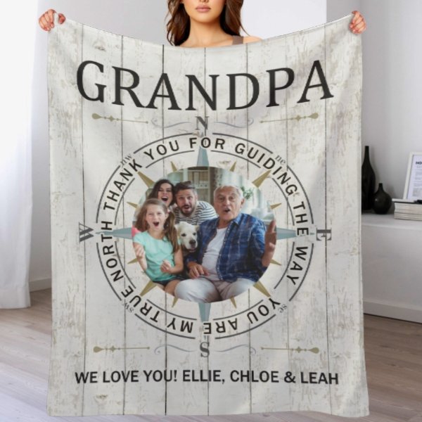 True North Custom Photo Blanket - Gift for Grandpa - Lovscape