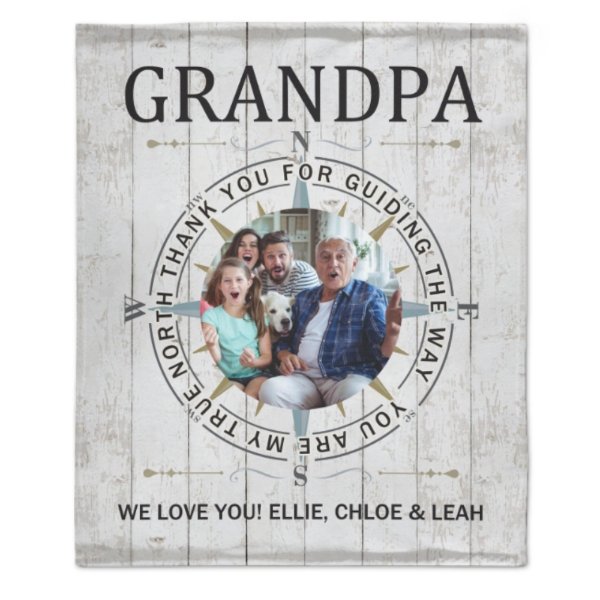 True North Custom Photo Blanket - Gift for Grandpa - Lovscape