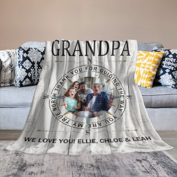 True North Custom Photo Blanket - Gift for Grandpa - Lovscape