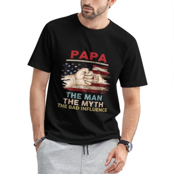 USA The Man The Myth The Bad Influence - Gift for Dad, Personalized Custom Unisex T-shirt - lovscape