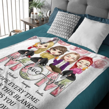 We Hope Every Time You Snuggle This Blanket - Family Personalized Custom Blanket - Birthday Gift For Mom - Lovscape