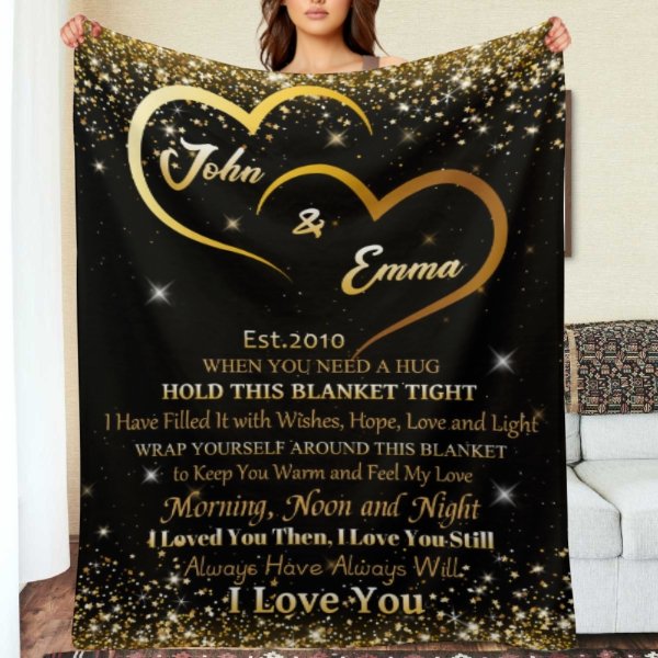 When You Need A Hug - Couple Personalized Custom Blanket - Valentine Gift For Husband Wife, Anniversary - Lovscape